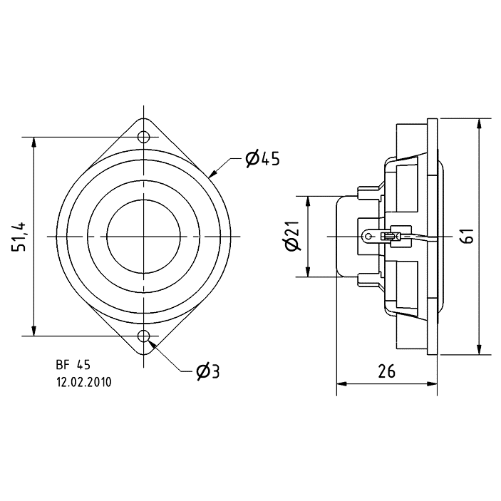 Visaton BF 45 1.8 inch fullrange luidspreker 8W 4 Ohm