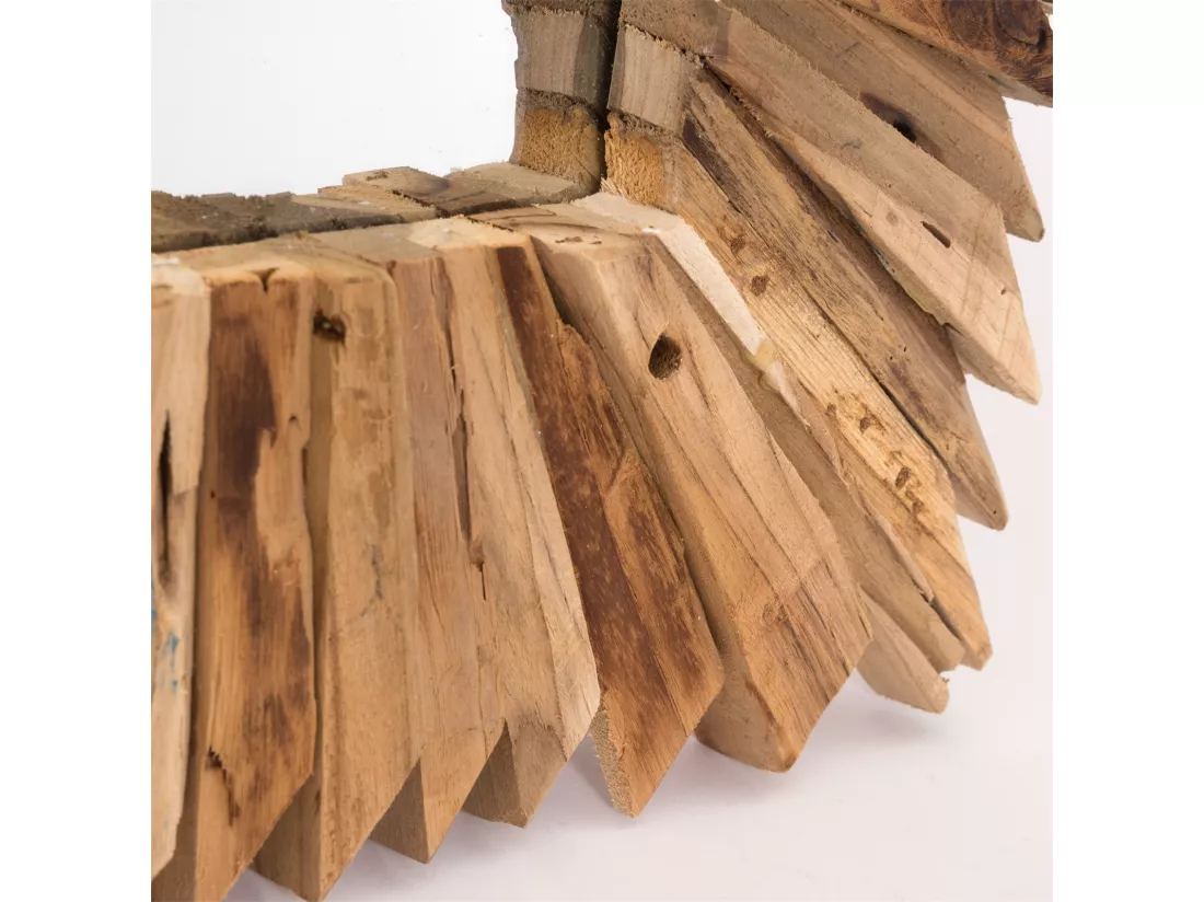 MIROIR MURAL Pointes 50x50 cm bois massif couleurs naturelles