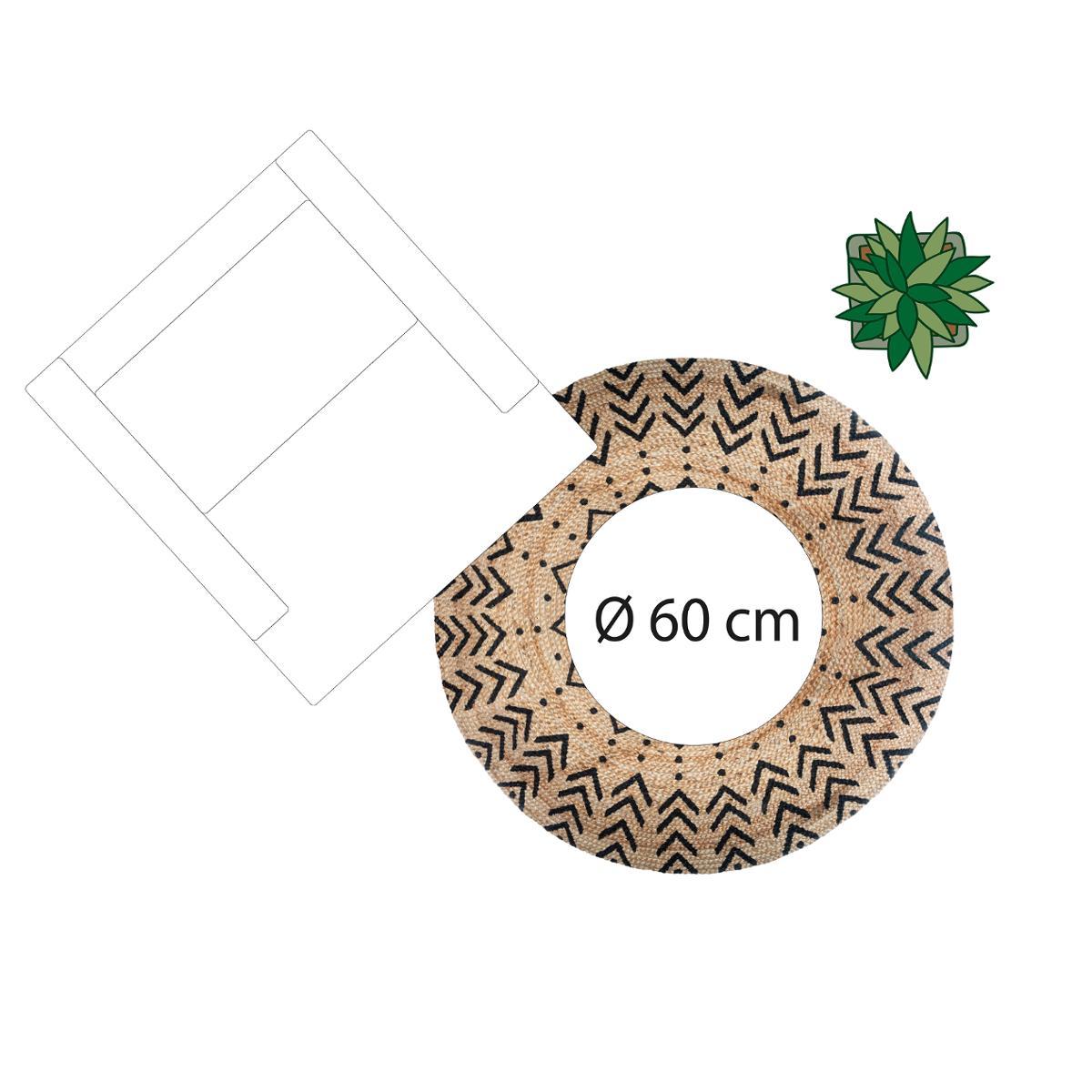 TAPIS JUTE ROND IMPRIME LIVIN D.120CM
