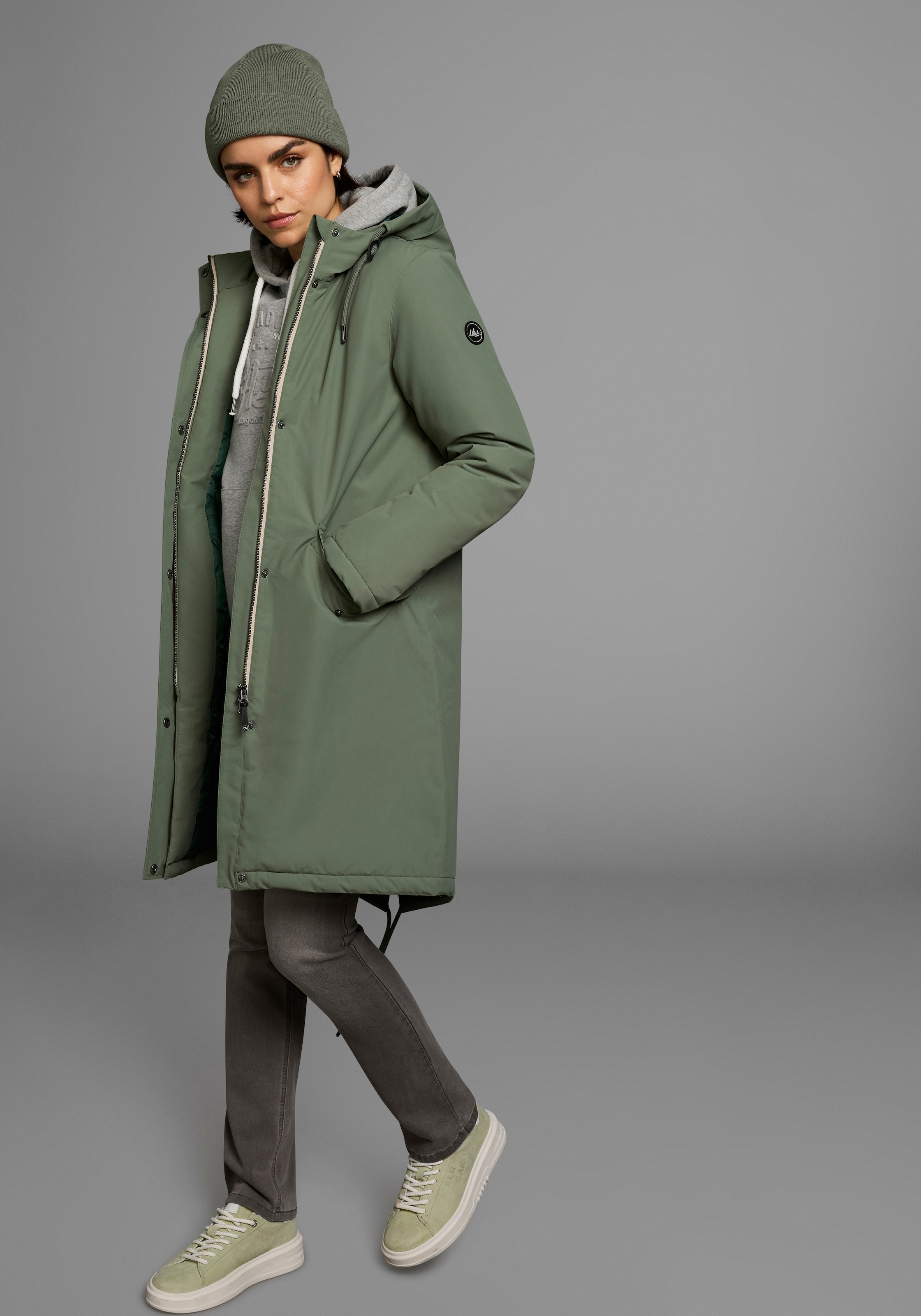 Polarino Parka mit Kapuze Atmungsaktiv, winddicht, wasserdicht, Im Oversize Look, weite Form