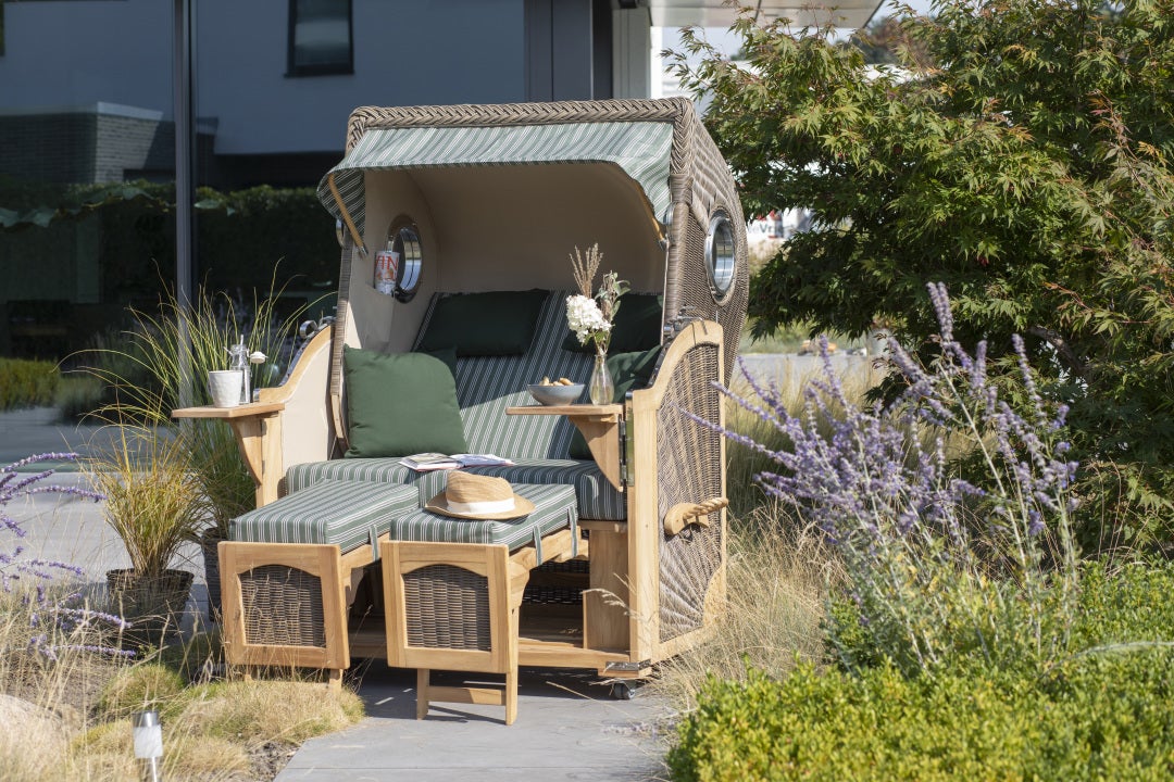 Strandstoel Rantum teak PE grijs design 584