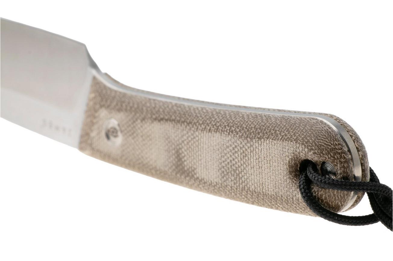 The James Brand The Hell Gap stainless   od green micarta vaststaand mes