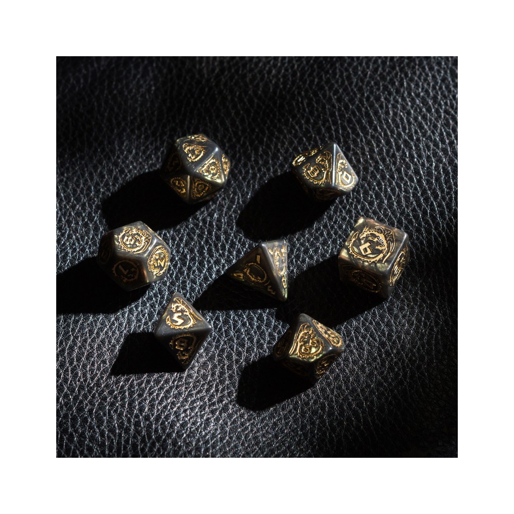 Dragons Bottle Green & Gold Dice Set