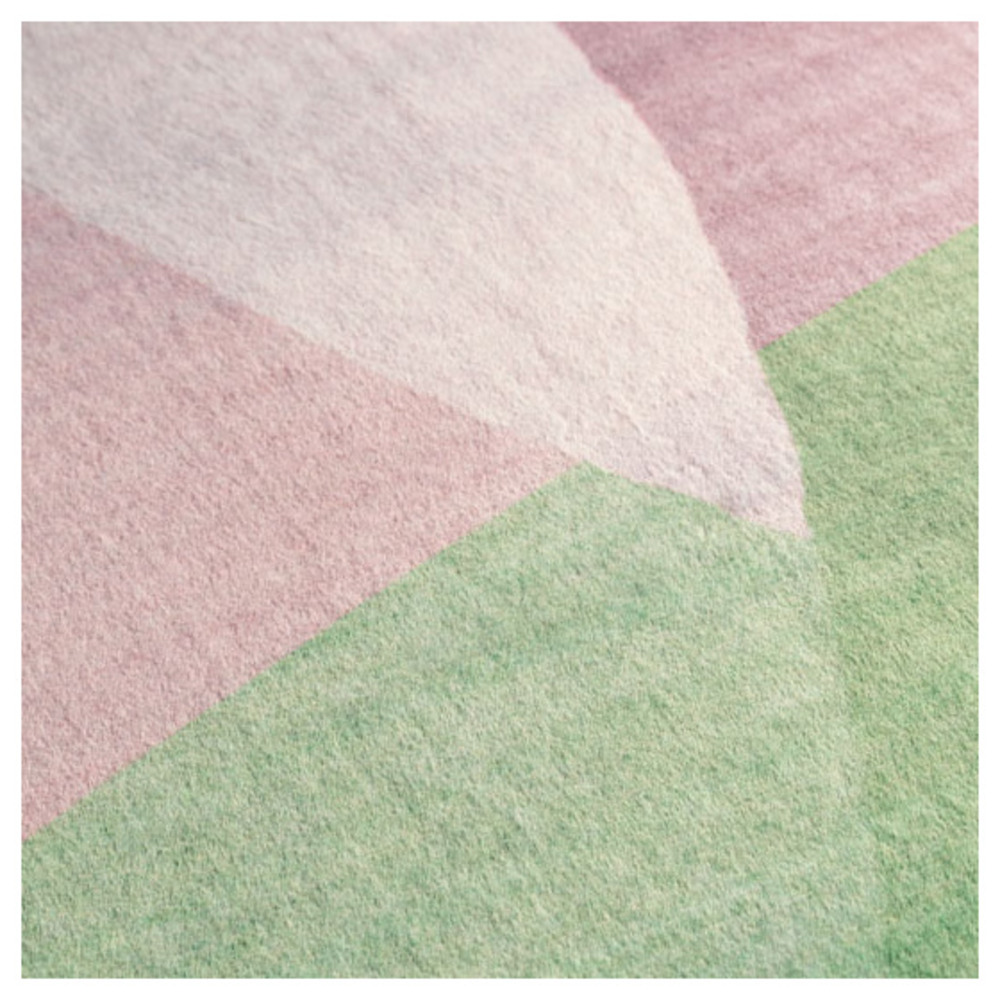 Tapis doux en fausse fourrure - galet - rose et vert - 160 x 230 cm