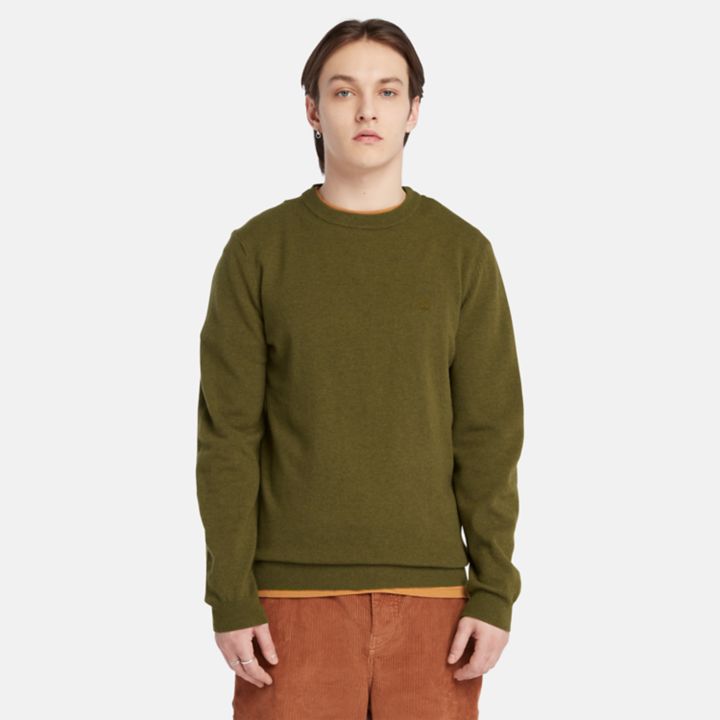 Suéter Cohas Brook de gola redonda para homens na cor verde escuro.