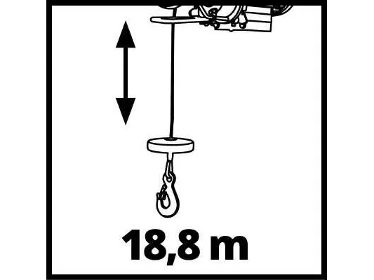 Einhell TC-EH 1000, 999 kg, 18 m, 9 m, 4 m/min, 8 m/min, 1600 W