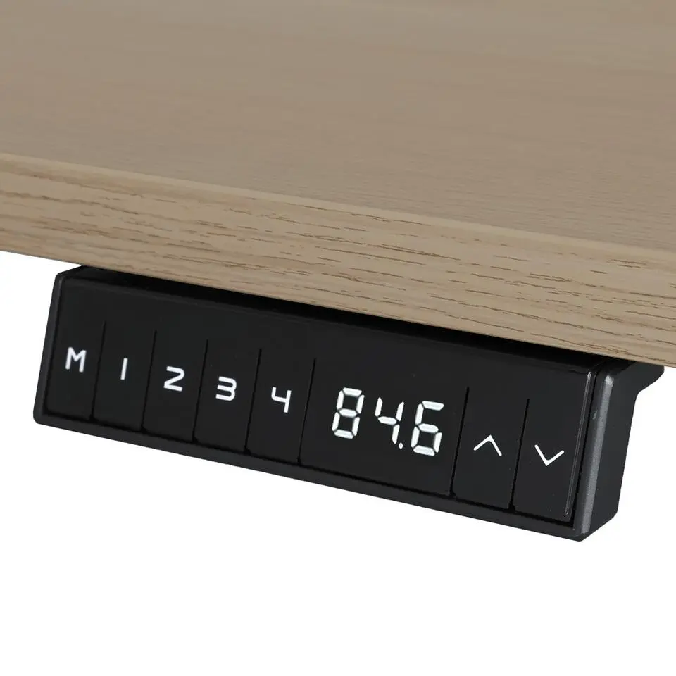 Elektrisch verstelbaar bureau - 180x80 cm - Dual motor - Wit / Eiken