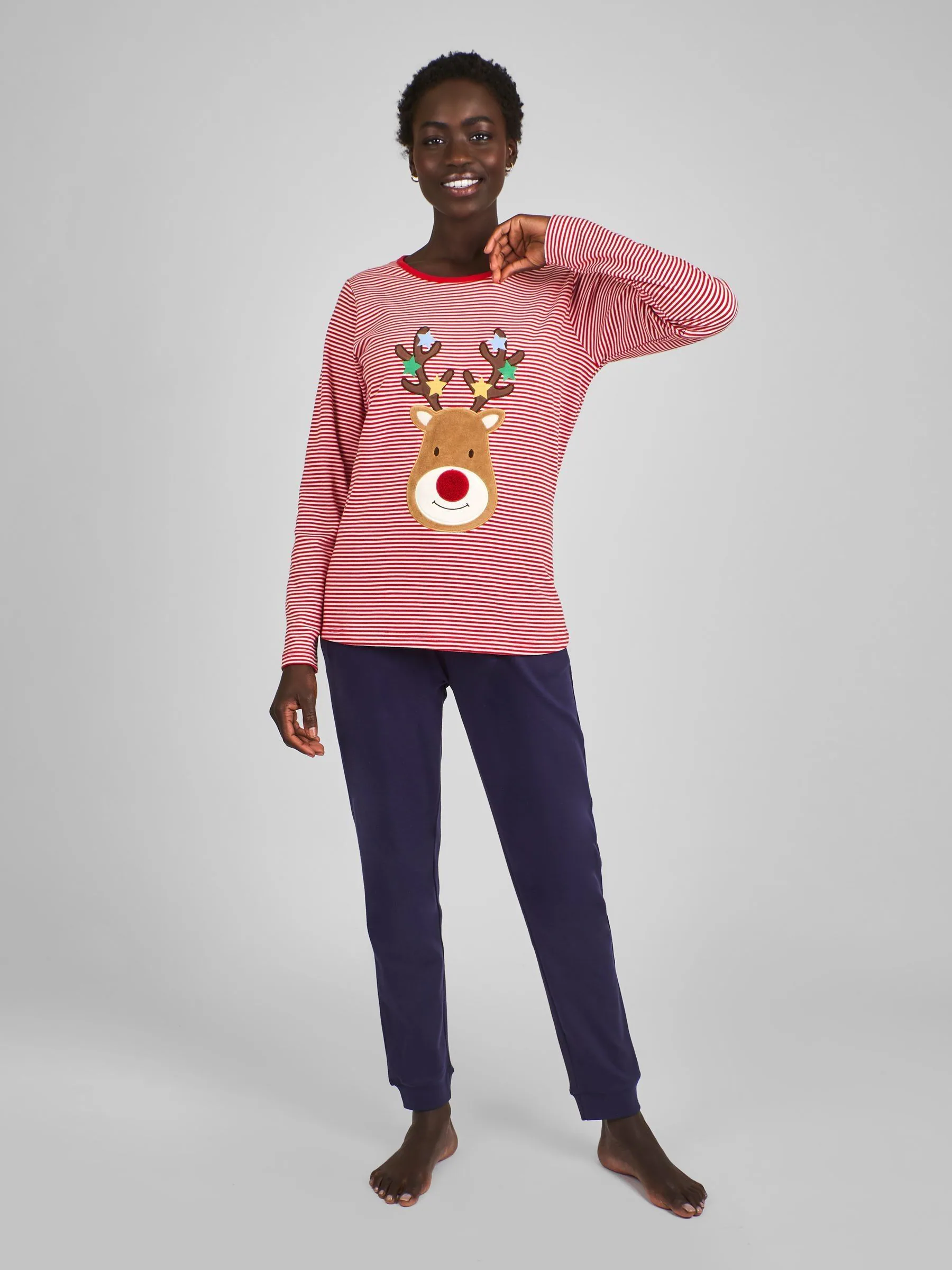 JoJo Maman Bébé - Pyjamaset met rendierprint voor dames