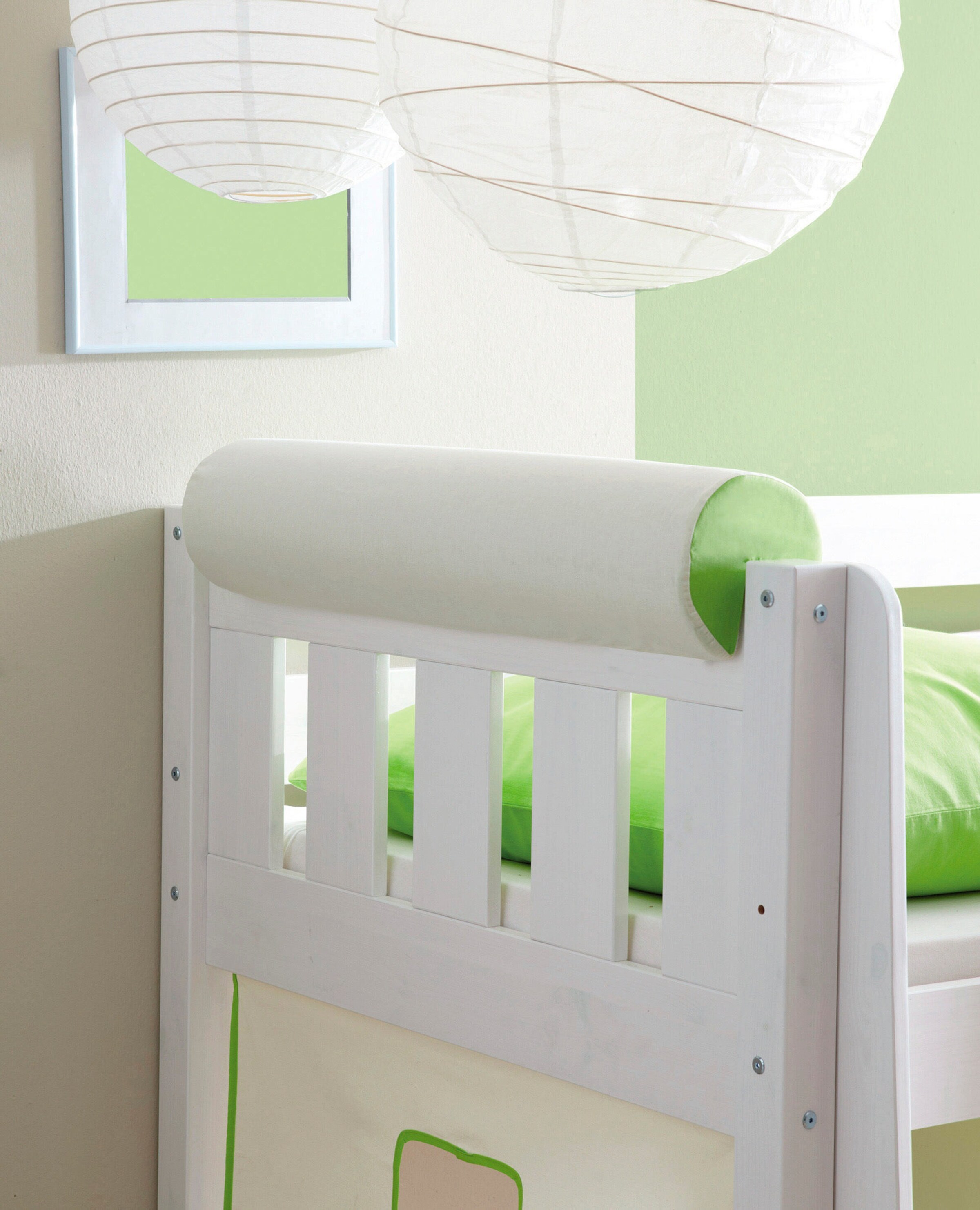 Ticaa Kinder Nackenrolle für Hochbett mit Farbauswahl Beige-Grün