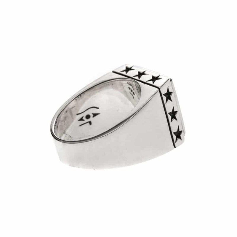 Chevalière Homme étoiles Onyx Argent