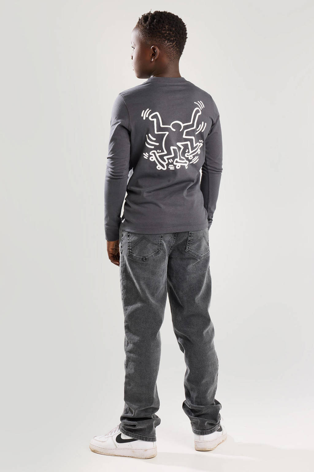 America Today longsleeve met backprint grijs