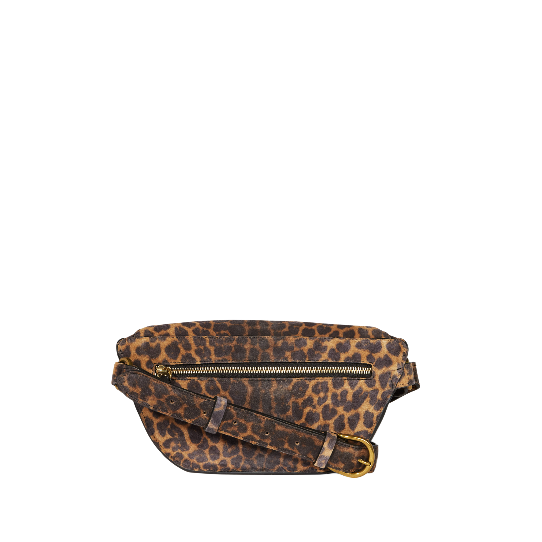 LINO BANANE - Sac banane imprimé en cuir velours | Marron