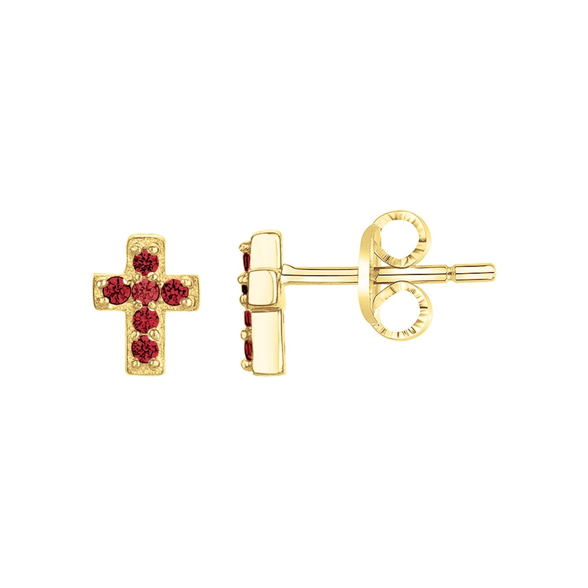 Boucles d'oreilles en Plaqué Or avec spinelle rouge rubis