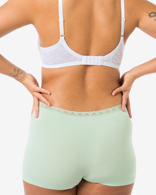 boxer femme sans couture avec dentelle vert clair