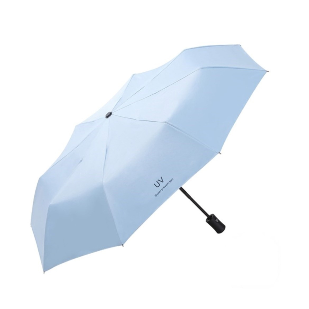 (Ø100cm) Kompakter Mini Regenschirm Sonnenschutz Taschenschirm mit Automatischer Selbstöffnung   Handschlaufe - Hellblau