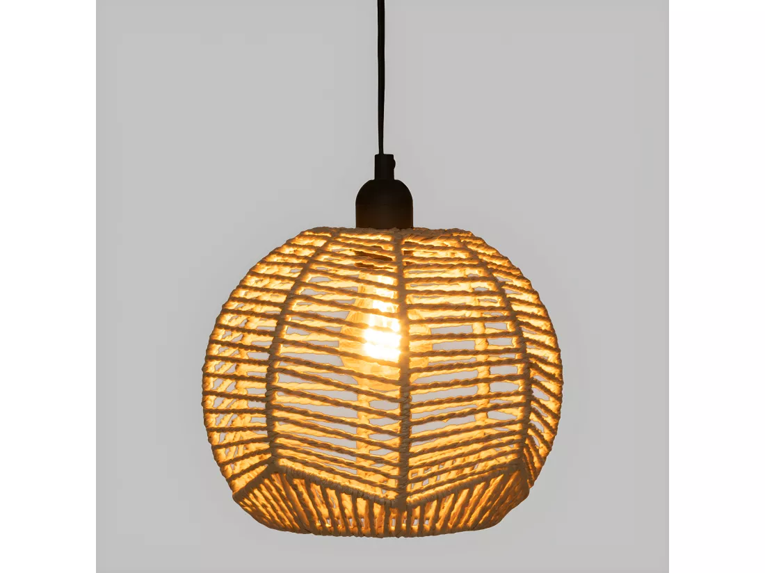 Luminaire Suspension en métal et corde Beige D 24 cm