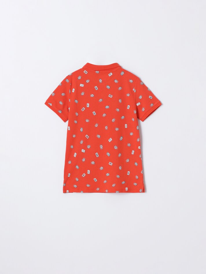 Camisa polo estampada - Laranja vibrante