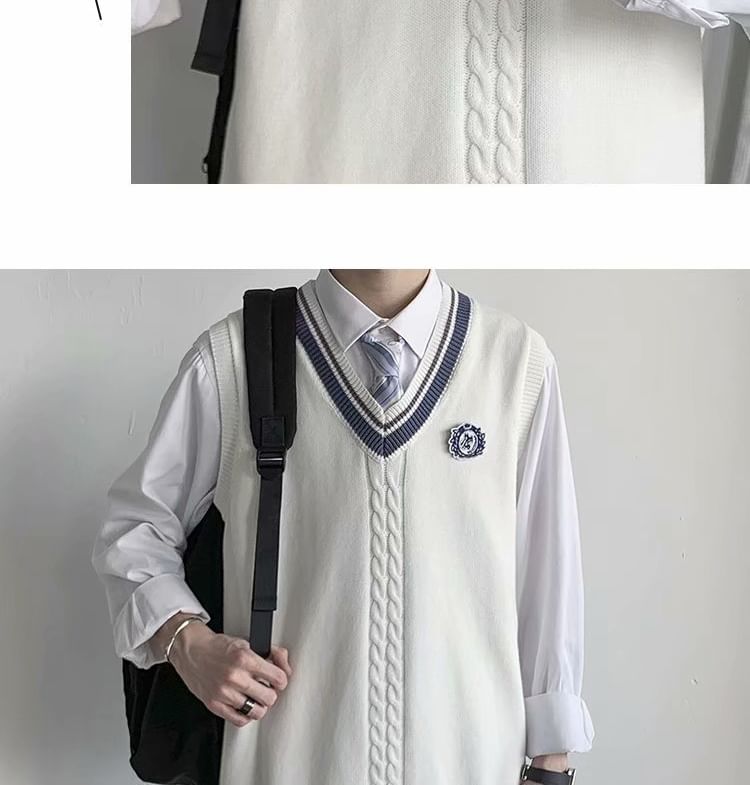 Acrius - Geborduurd sweatervest met V-hals en logo