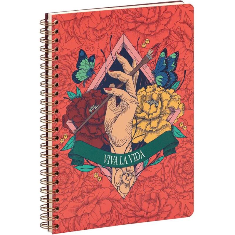 Frida Kahlo, Carnet reliure intégrale A5 14,8x21cm, 148 pages, ligné, ass.