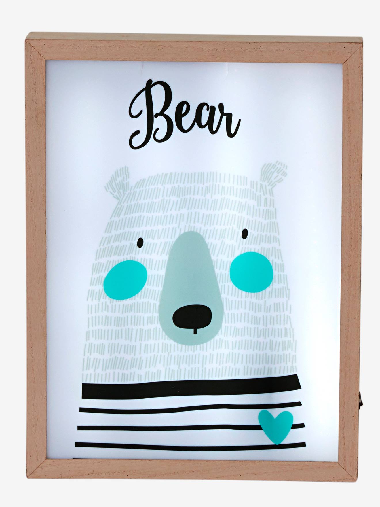 Caixa de luz, urso branco liso com motivos.