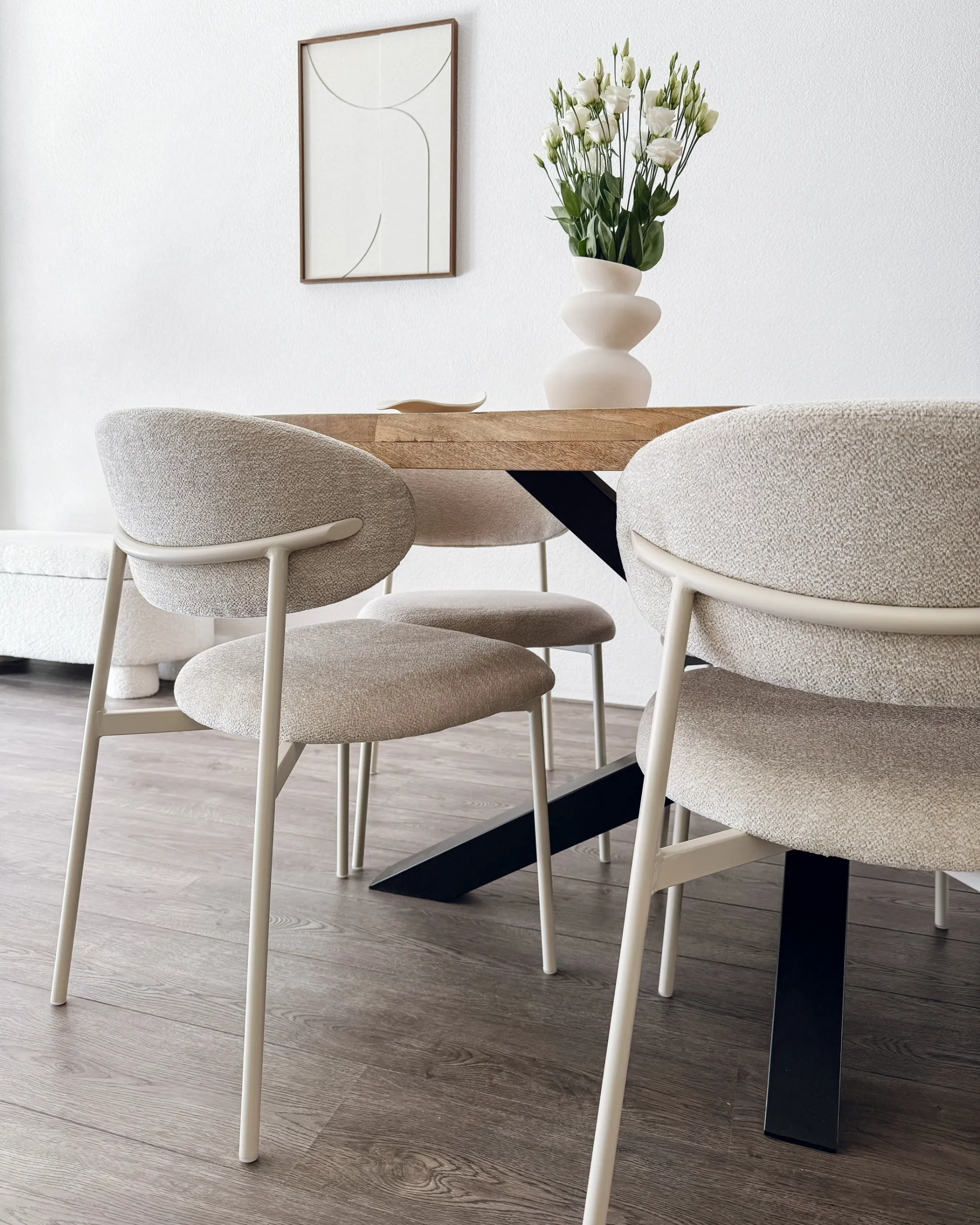Set van 2 eetkamerstoelen COWLEY Chenille Lichtbeige