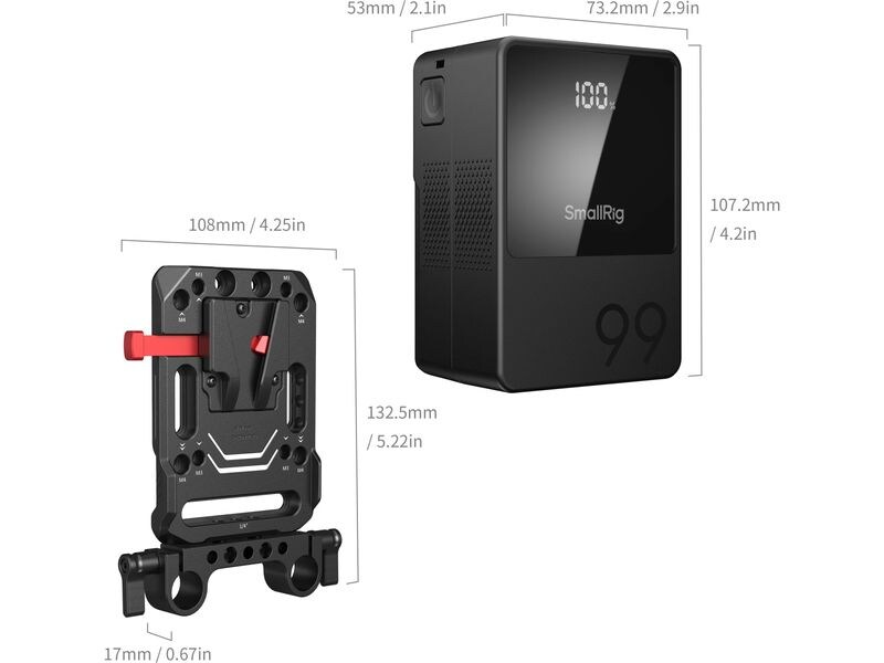 Smallrig Videokamera-Akku VB99 Mini Kit V-Mount Akkuplatte V-Mount-Akku mit Akkuplatte mit doppelter 15-mm-Stangenklemme