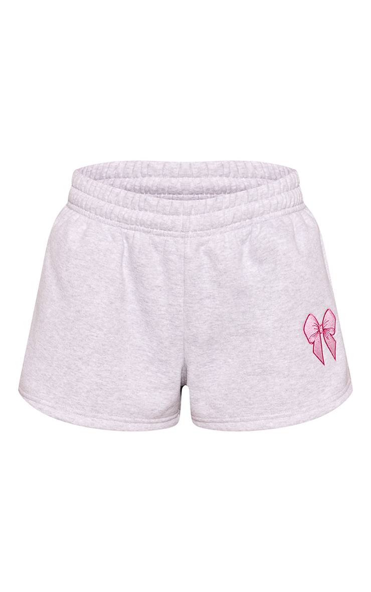 Gris Cendré Short Graphique Nœud Petite