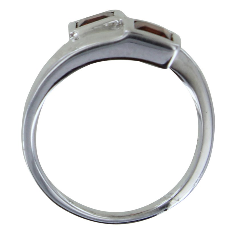 Bague Argent Rhodié Toi et Moi Carré Grenat