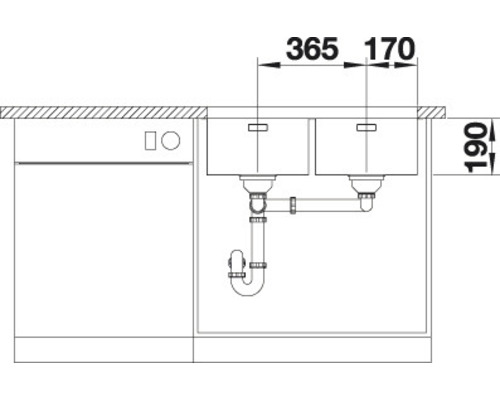 Blanco ANDANO 340/340-U spoelbak, 745 x 440 mm, roestvrij staal, 522983