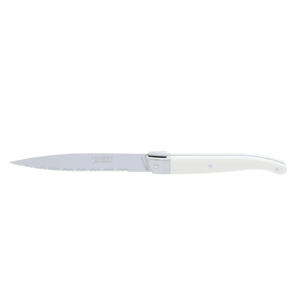 Couteau stand up blanc lame micro dentée 1.2 mm Laguiole (lot de 6) Je
