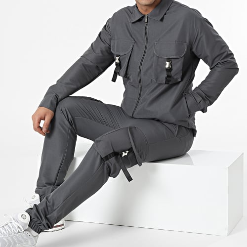 Ensemble Veste Zippée Et Jogger Pant KL-2012 Gris