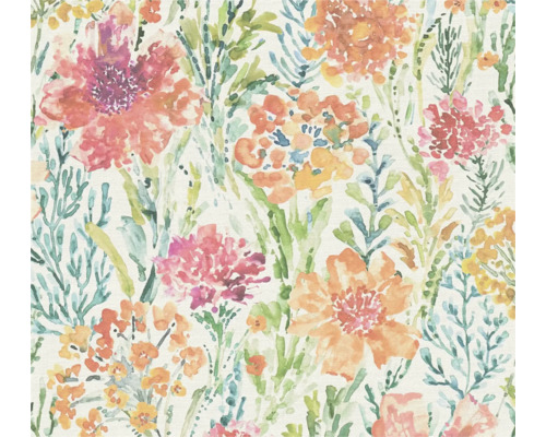 Vliesbehang 39695-1 Aquarelbloemen wit veelkleurig