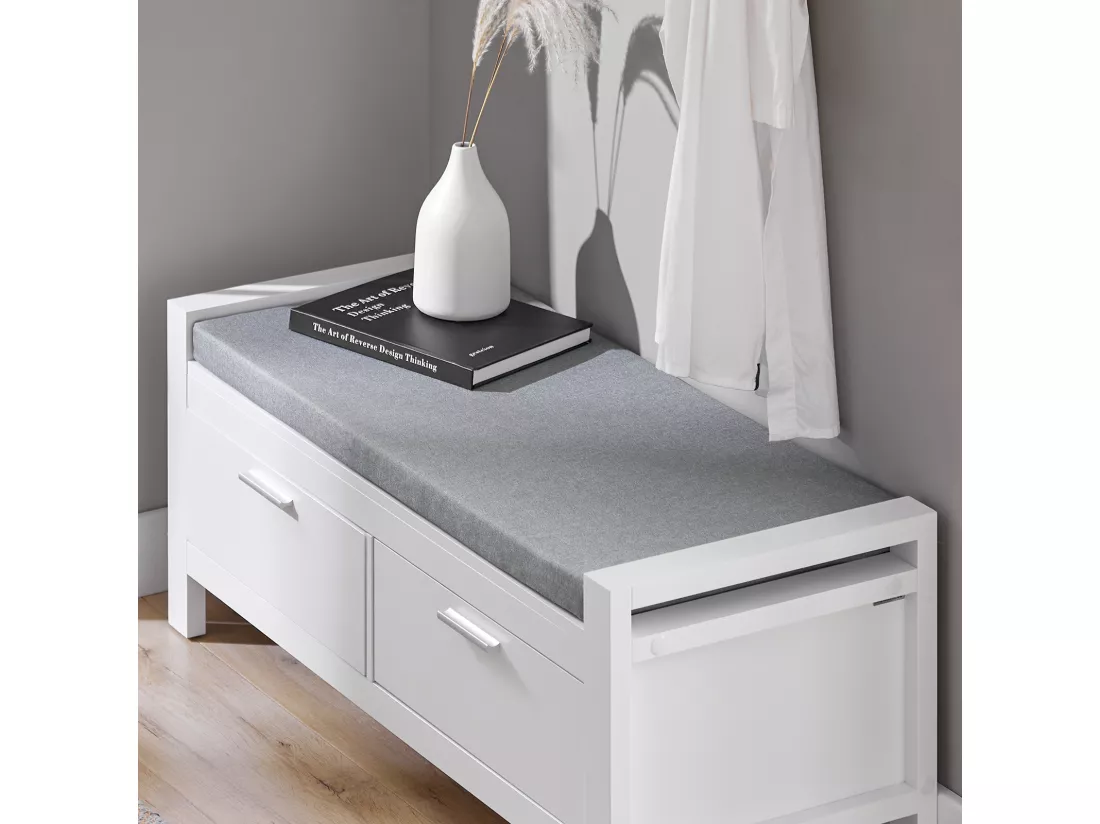 Banc de Rangement à Chaussures avec Coussin Rembourré Commode à Chaussures Meuble d'entrée, FSR74-W