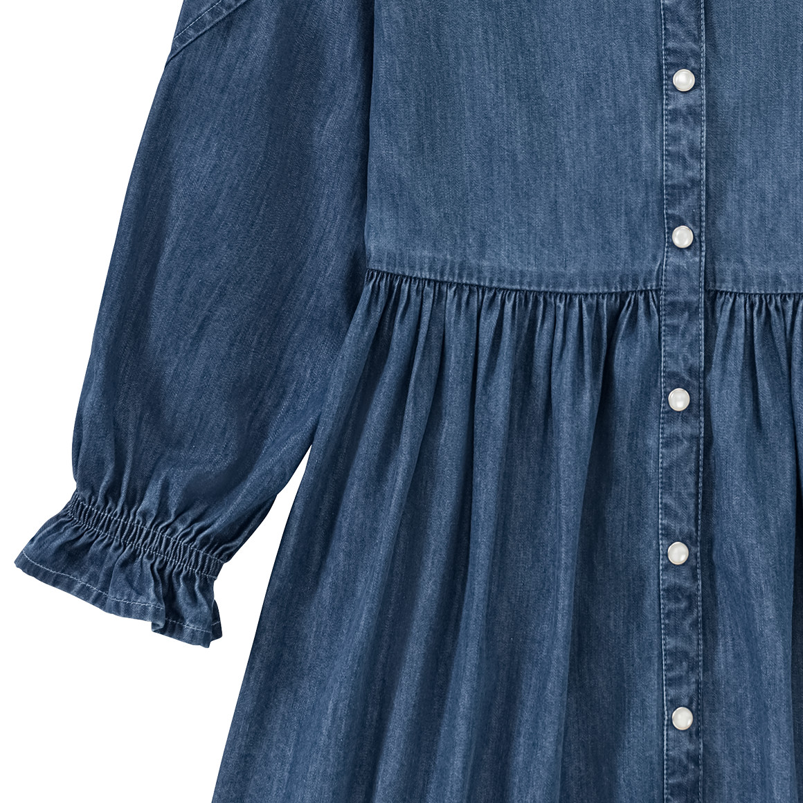 Mädchen Jeanskleid mit Knopfleiste blau
