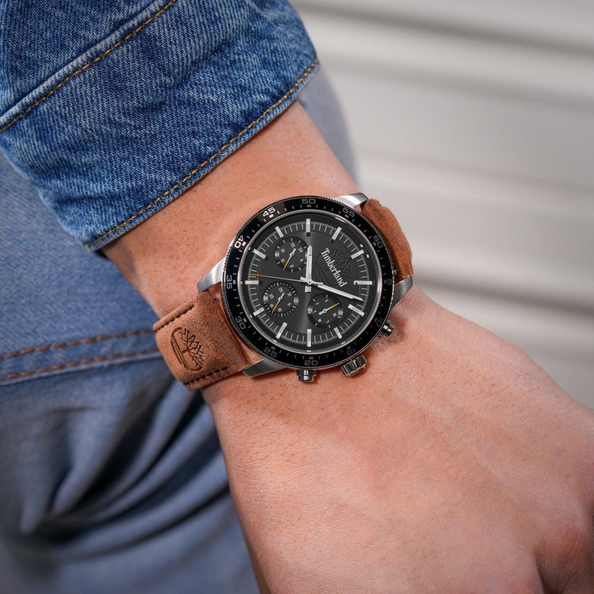 Montre Timberland Parkman cuir marron foncé