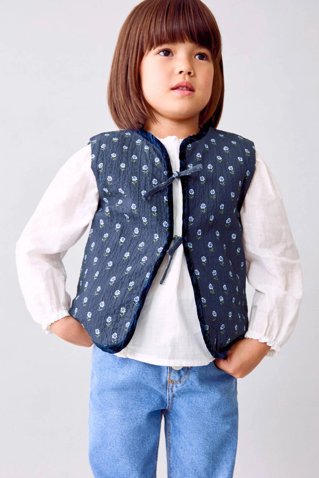 Mango Kids gilet donkerblauw