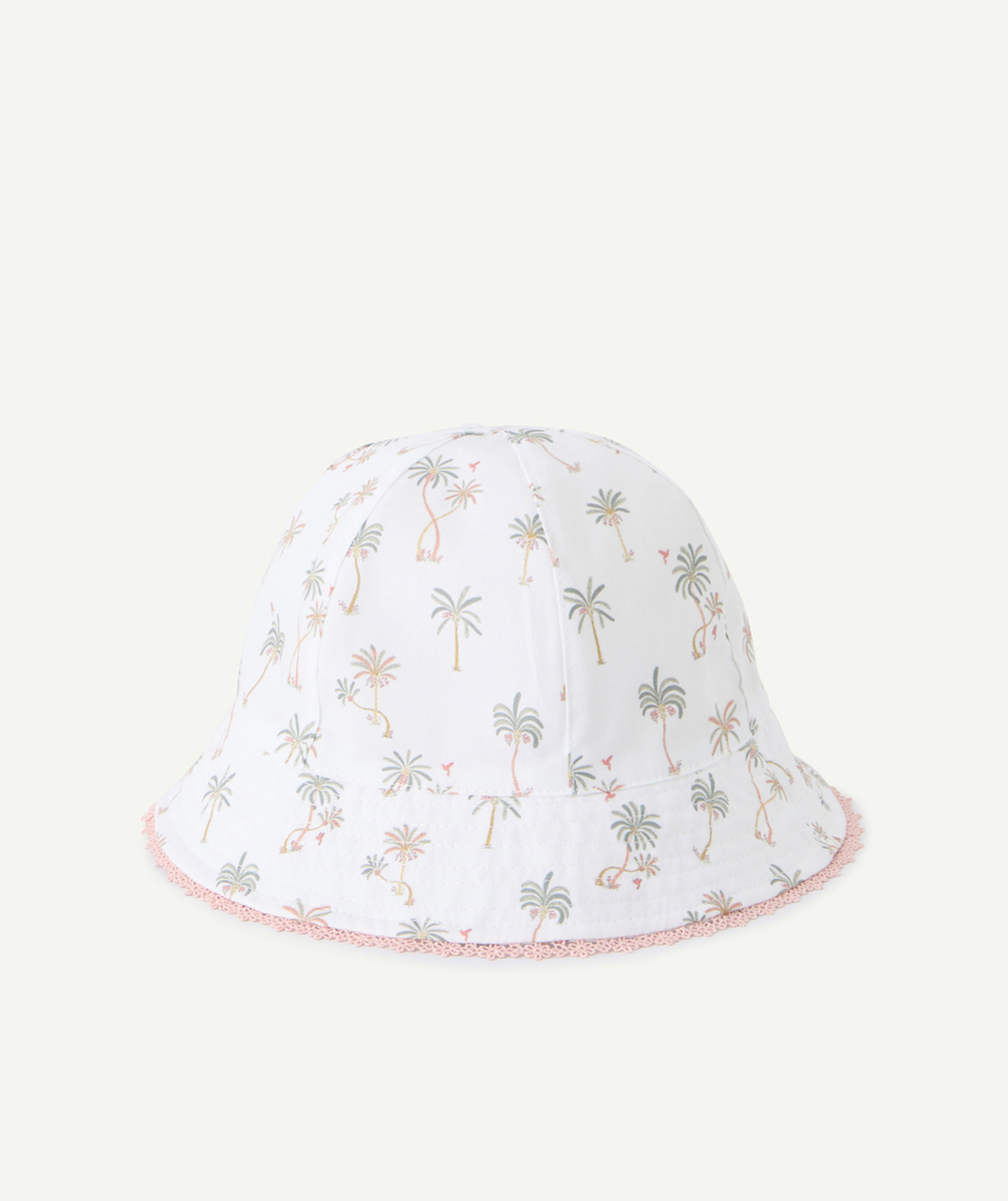 BOB BÉBÉ FILLE EN COTON BLANC IMPRIMÉ PALMIERS AVEC DÉTAILS BRODÉS