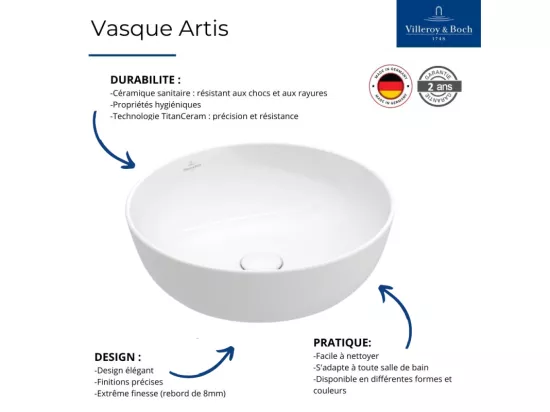 Lot de deux vasques rondes à poser VILLEROY ET BOCH Artis Blanc