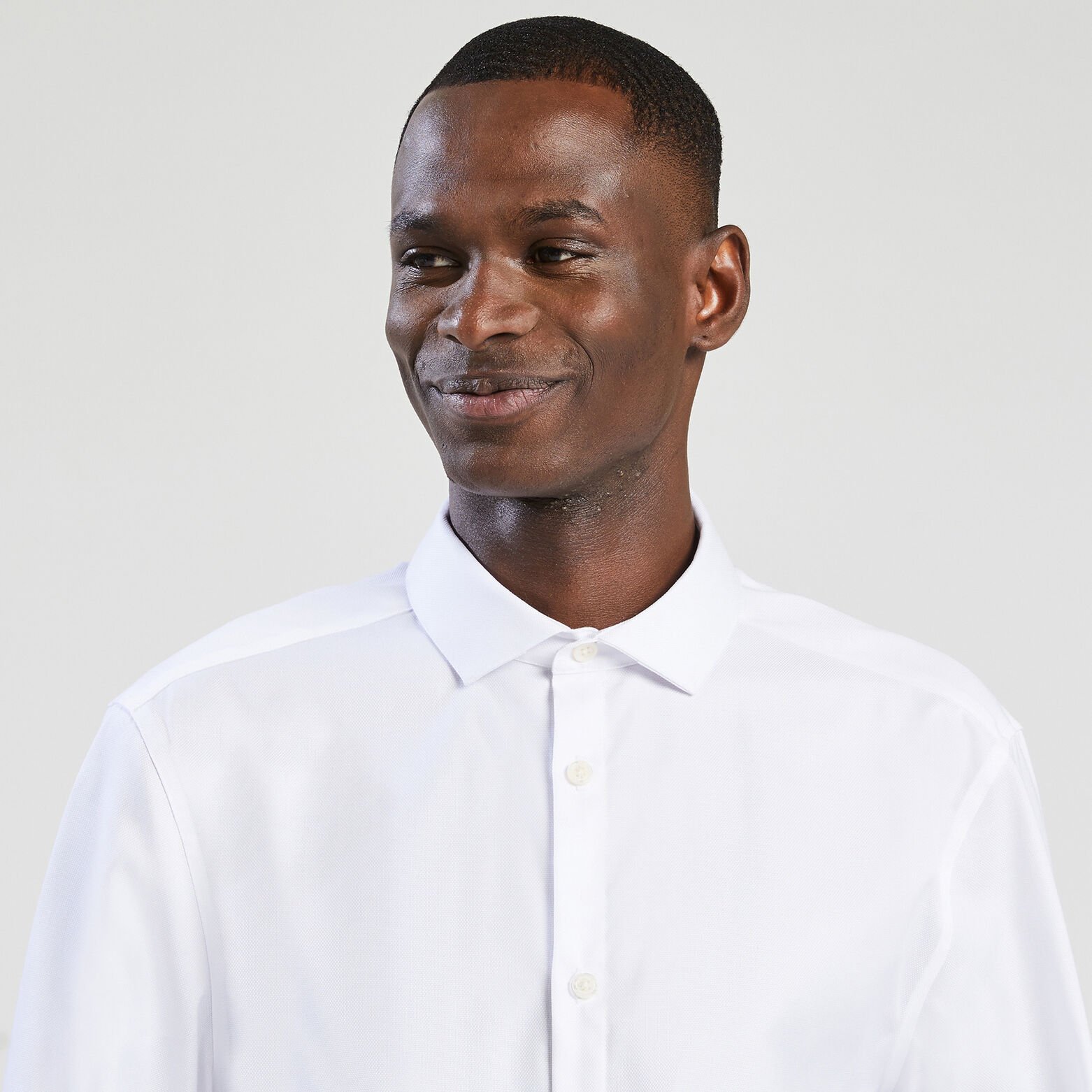 Chemise slim sans repassage unie coton Blanc
