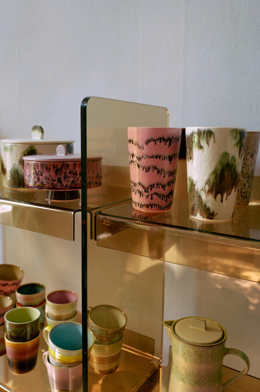 HKliving 70's Ceramic Thee mokken set van 2 baroque