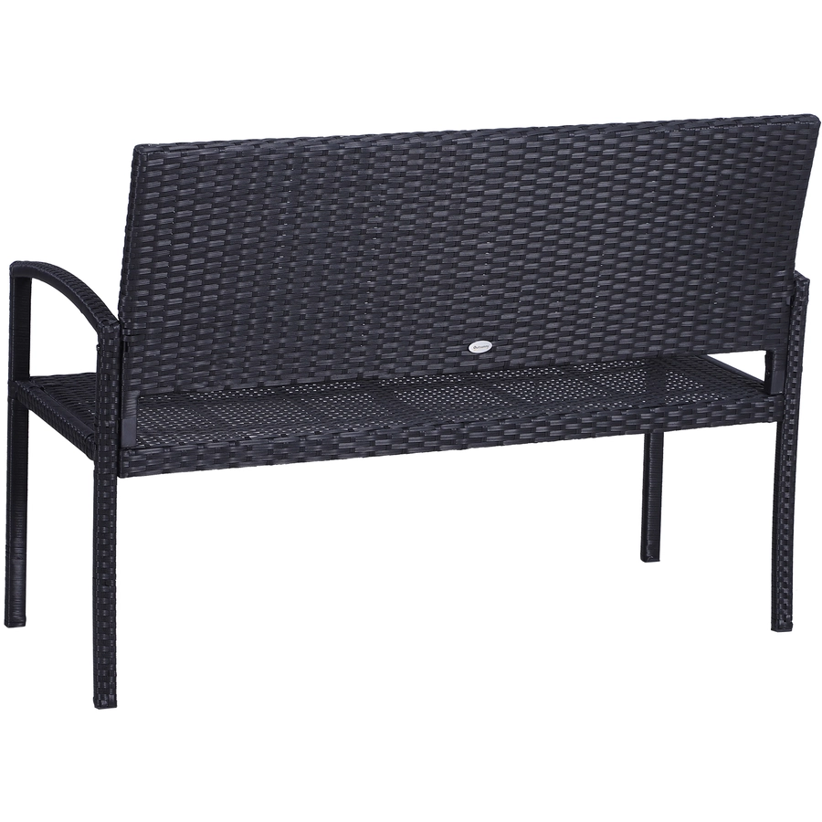 Outsunny Polyrattan Gartenbank schwarz