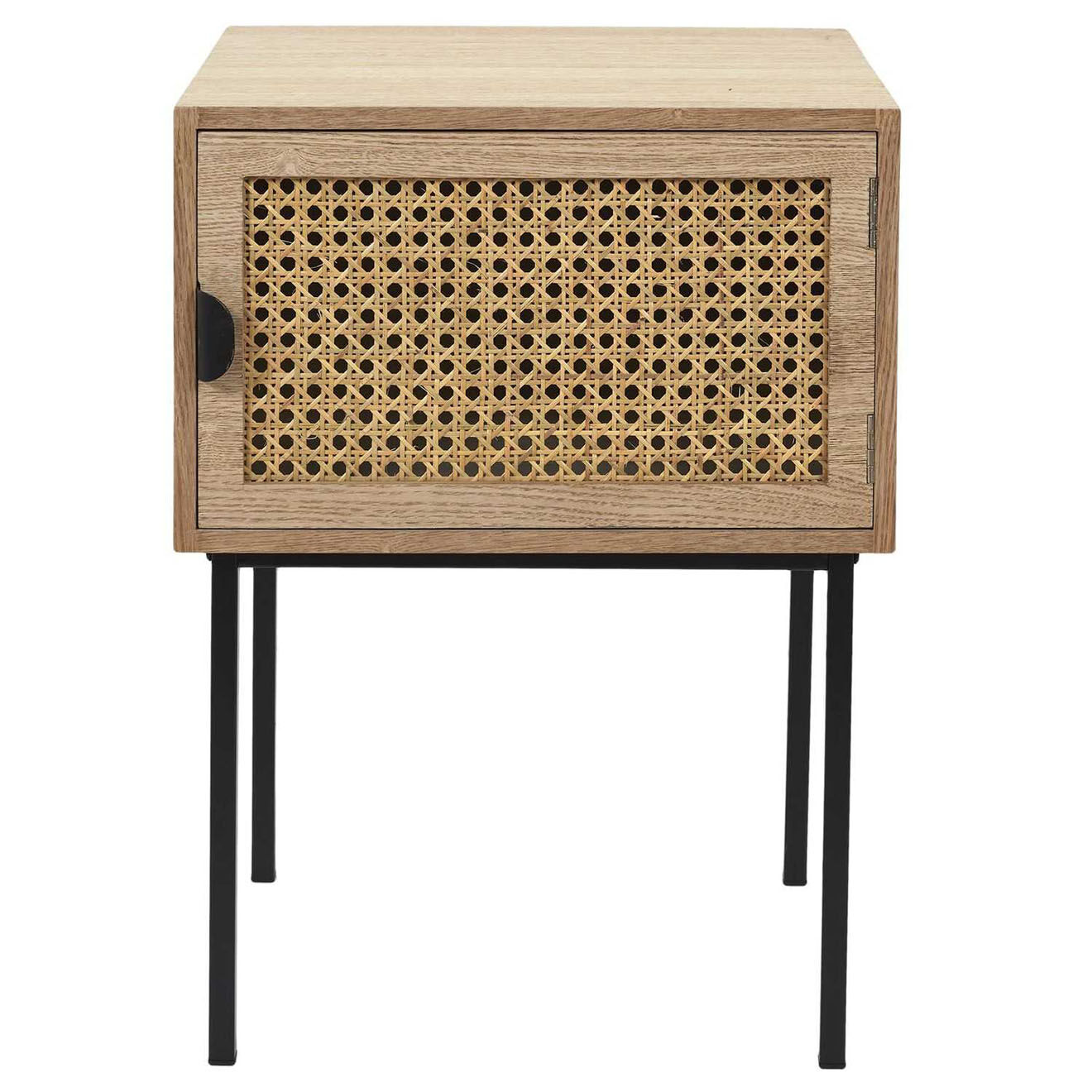 Home Deco Factory Table de chevet cannage 1 porte marron - 40x55x32 cm