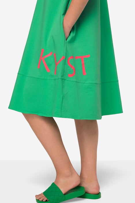 Jerseykleid, Wording-Print, Rundhals, Halbarm