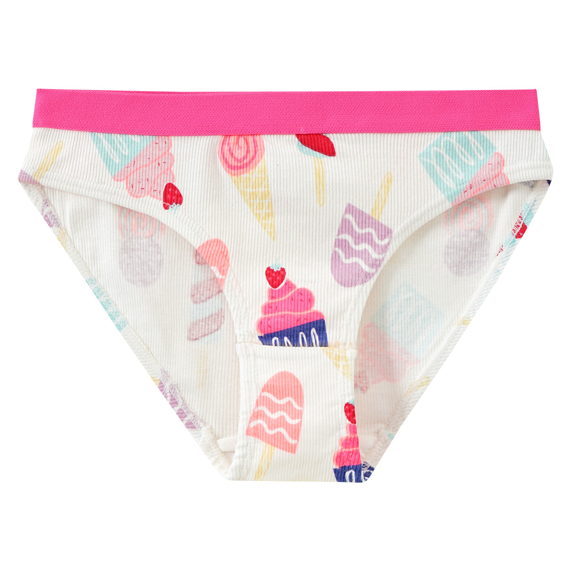 Famy 5 Mädchen Slips mit Rippstruktur weiss / helltürkis / rosa