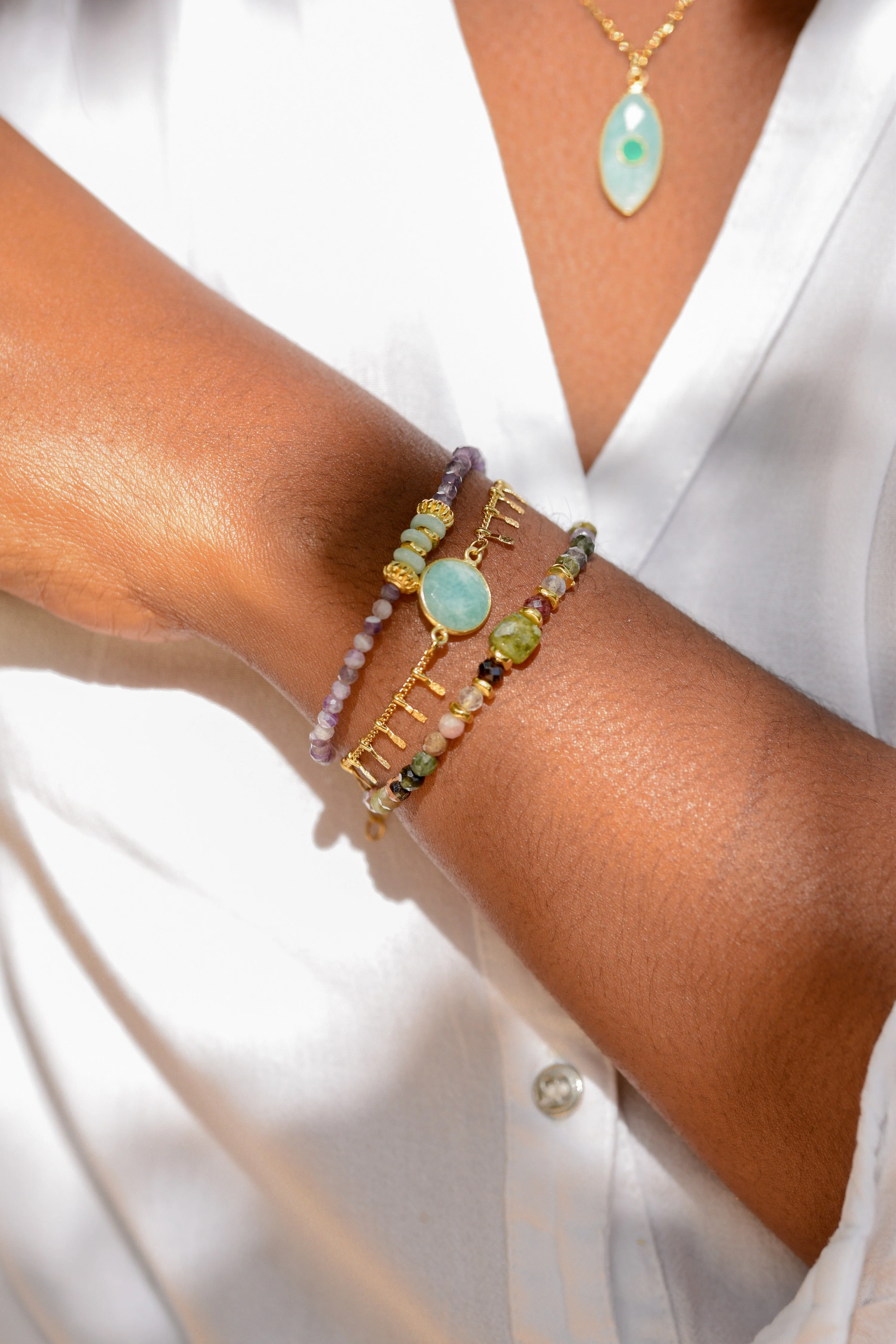 SHANTI - Bracelet améthyste et amazonite | Bleu