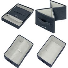 Boîte de rangement en tissu, taille L, set de 2, gris