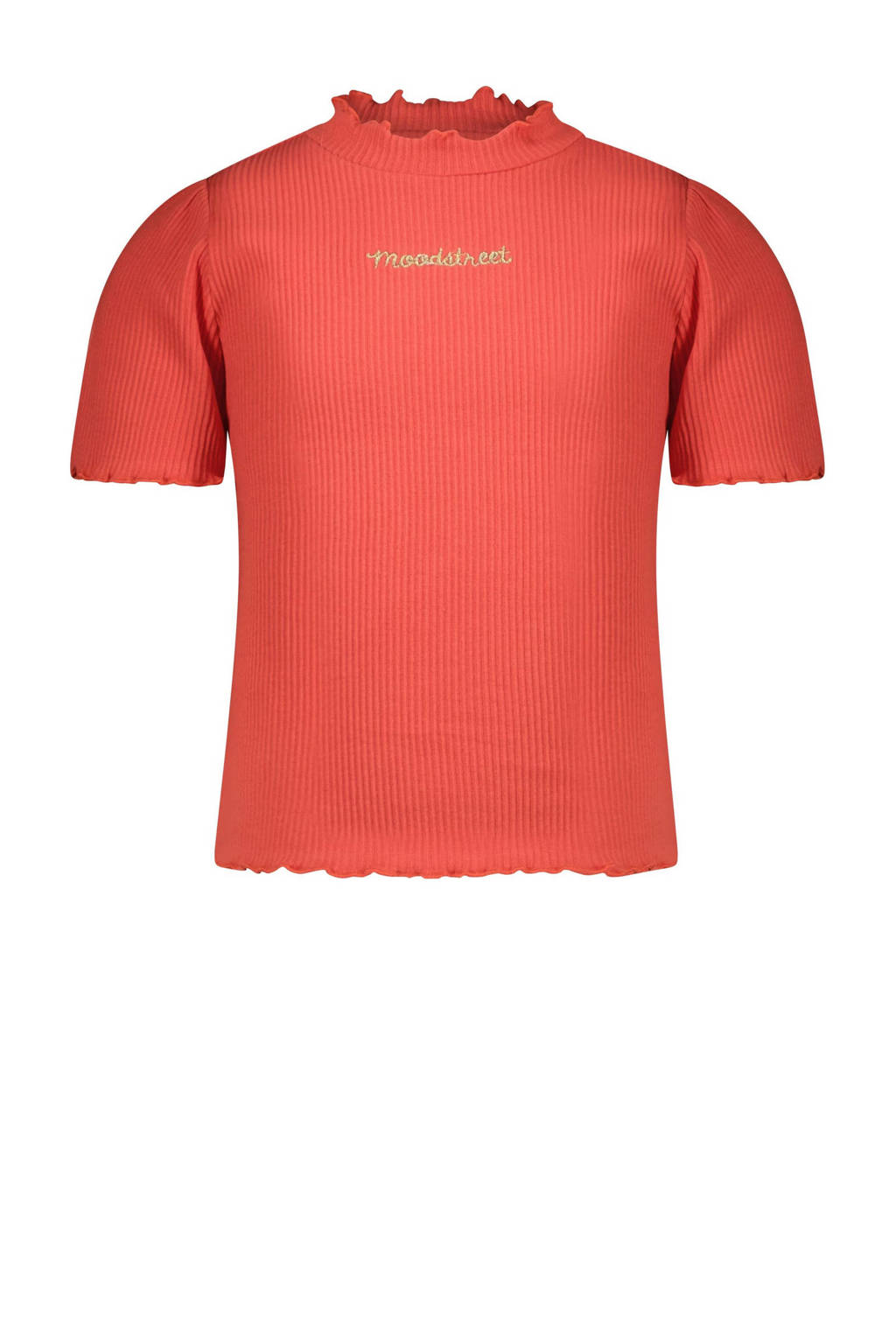 Moodstreet T-shirt met tekst koraalrood