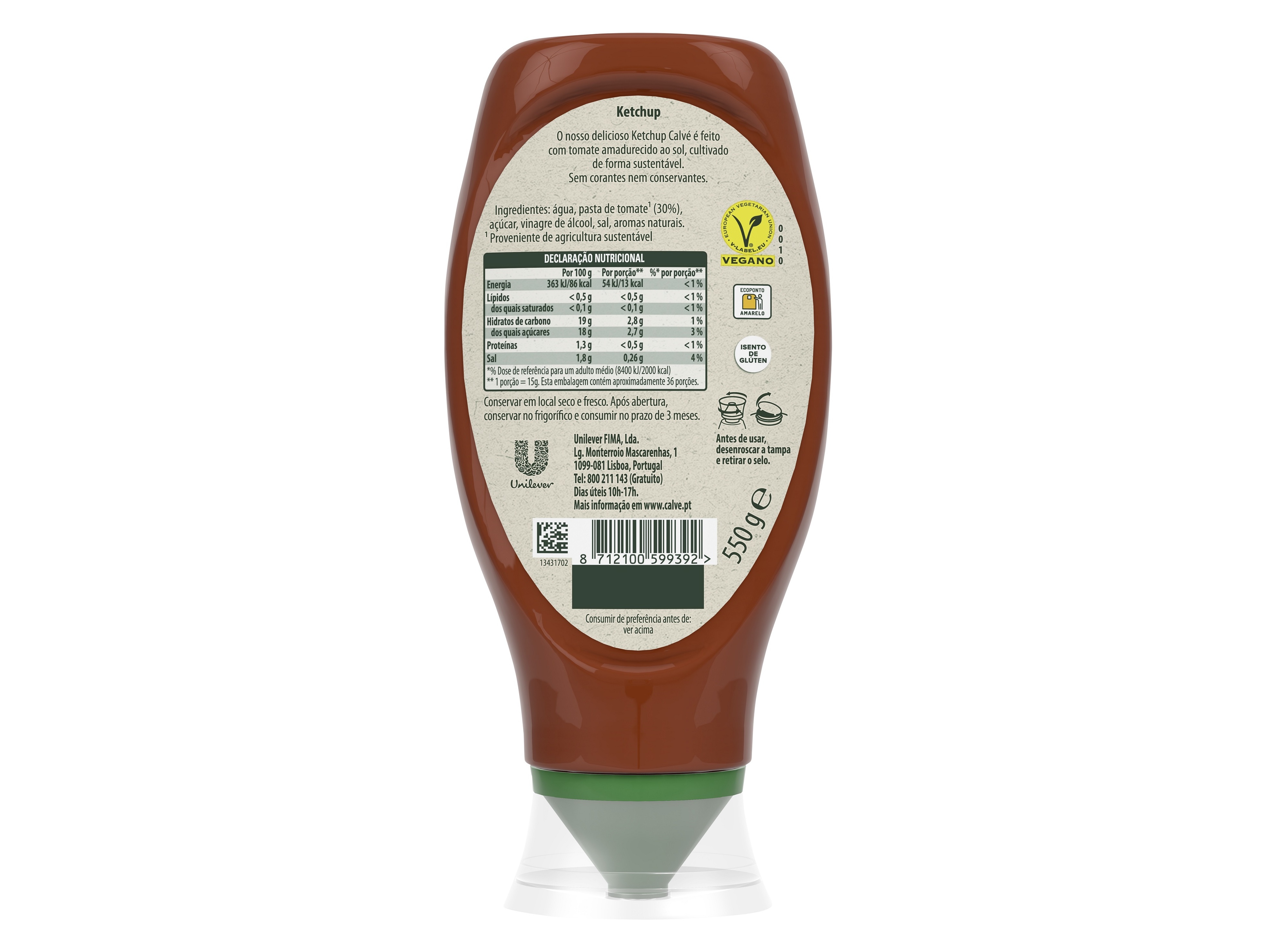 KETCHUP CALVÉ TOP DOWN 550G
