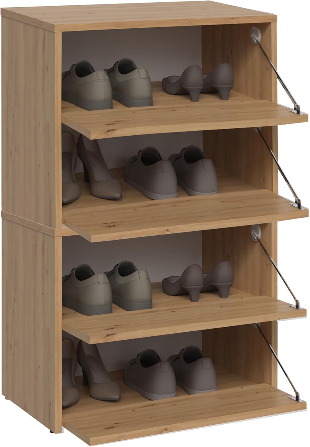 CDF Schuhschrank Modo X2 | Farbe: Eiche Artisan | Ideal für Vorzimmer, Flur, Büro | Schuhaufbewahrung | Schuhregale | modern | offene Einlegenböden