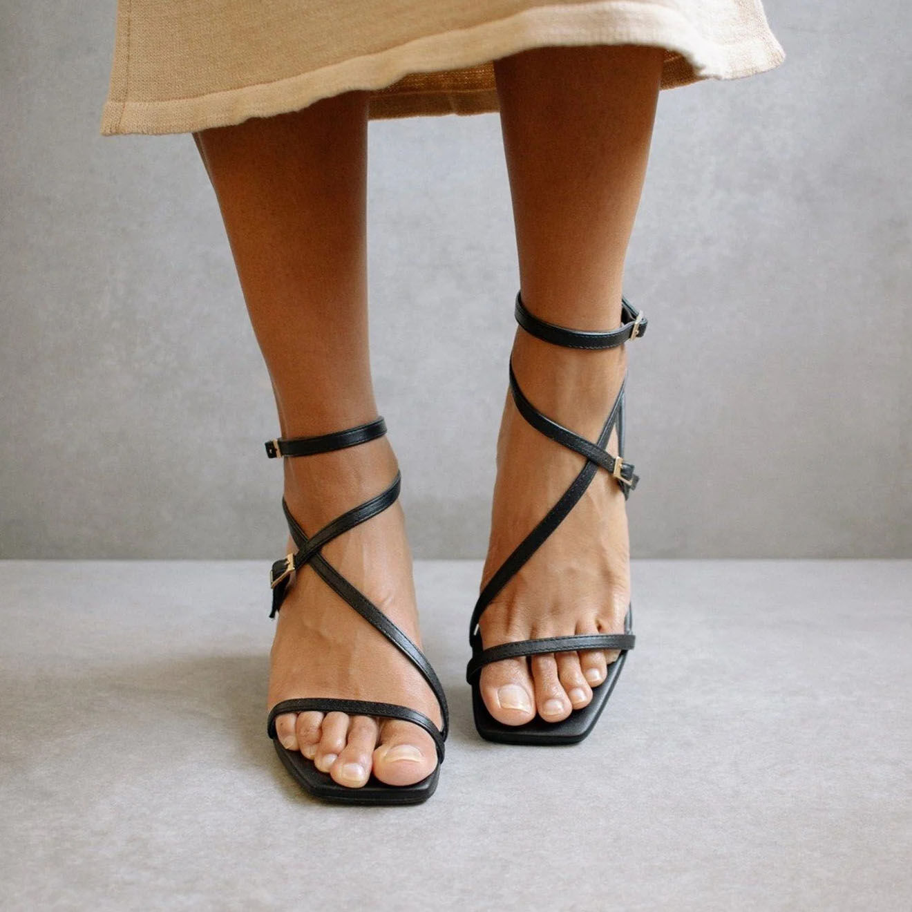 Alohas Sandales en Cuir Manhattan noires - Talon 7.5 cm